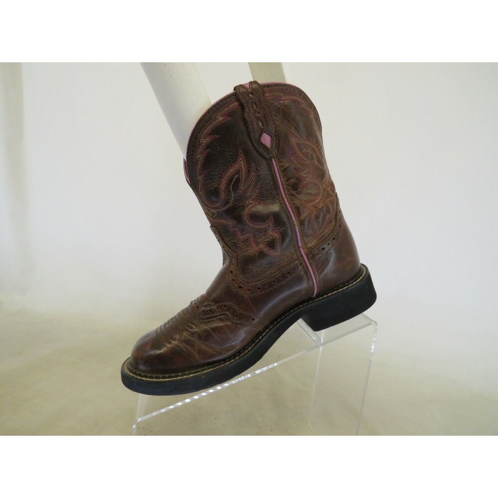 Justin Gypsy Brown Leather Stockman Cowboy Western Boot Womens Size 7 B - Picture 2 of 11